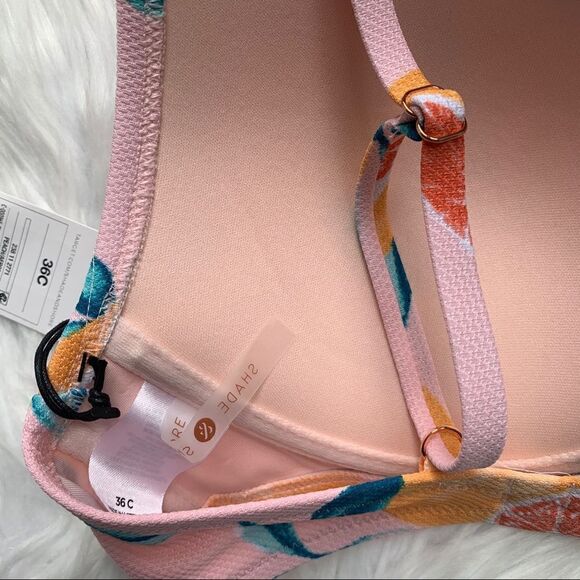 NWT Shade & Shore Grapefruit Tropical Pink Orange Peach Bikini Top Size 36C - Picture 10 of 10